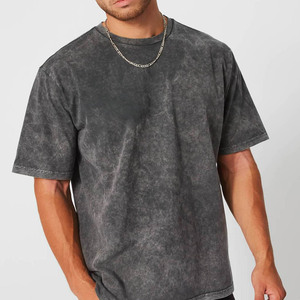 Hombres ácido lavado camiseta impresa calle desgaste Hip Hop ácido lavado algodón camisetas - Product Image 4