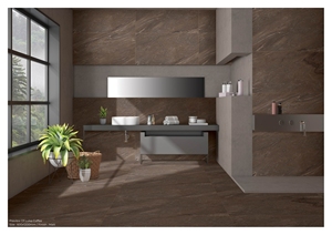 Azulejos de porcelana esmaltada LUISA COFFEE de 600x1200mm, diseño moderno antideslizante para aplicaciones escolares de Villa Mall - Product Image 3