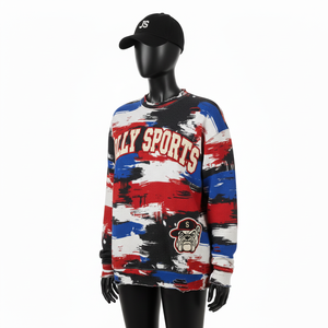 Sudadera de Sublimación para Mujer, Poliéster Premium, Felpa, 280GSM, Tela Suave, Estampado Rojo y Azul, Logotipo Personalizado - Product Image 4