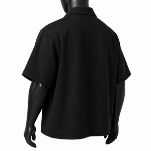 Camisa Oversize Personalizada para Hombre con Cremallera, Manga Corta, Corte Holgado, Estilo Urbano, Bolsillo con Diseño Gráfico, Venta al por Mayor OEM - Product Image 6