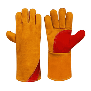 Men's 16-Inch <b>Welding</b> Gloves Protective Leather with Heat Resistance Anti-Cut Anti-Slip Breathable Functions Hand Safety Use - Product Image 1
