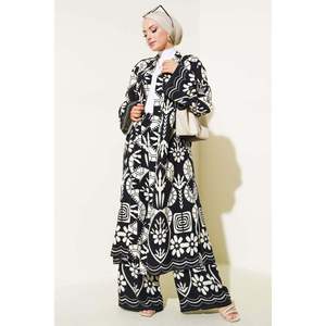 Ensemble Kimono 2 Pièces Motif Ethnique Noir Ecru - Product Image 4