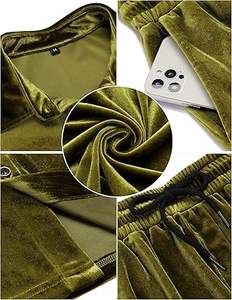 Survêtements de bonne qualité personnalisés pour hommes survêtements t-shirt ensembles courts velours vierge costumes de survêtement en velours hommes 2 pièces ensembles jumeaux respirant - Product Image 6