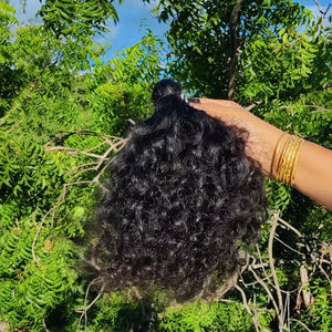 Alta calidad 100% Natural 16 pulgadas extensiones de cabello de templo indio rizado profundo 100% paquetes de Color de cabello Natural - Product Image 1