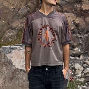 เสื้อยืดผ้าตาข่ายสำหรับผู้ชายเสื้อฟุตบอลไซส์ใหญ่พิเศษเสื้อยืดตาข่ายแฟชั่นแนวสตรีทสำหรับบริการ OEM พร้อมโลโก้แบรนด์ - Product Image 5