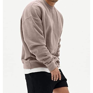 Sweat-shirt à col rond surdimensionné pour homme, couleur unie, tricot en coton, pull décontracté d'hiver, broderie perlée - Product Image 2