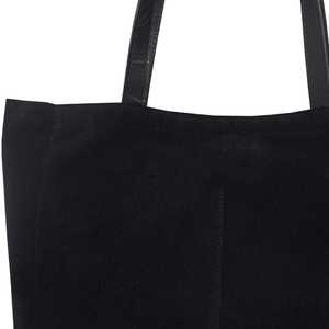 Bolso de cuero genuino de ante negro y piel de vacuno metalizada color estaño, de grano completo y superficie lisa, fabricado por proveedor indio. - Product Image 6