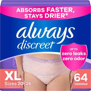 Sous-vêtements d'incontinence pour femmes et post-partum pour adultes, XL, jusqu'à 100% * Protection contre les fuites de vessie, 64 CT - Product Image 2