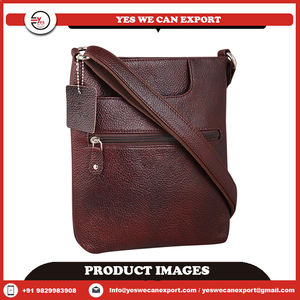 Sac à bandoulière en cuir végan vintage de bohème unisexe Design en cuir véritable noir à double poche Logo-On écologique - Product Image 5