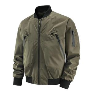 Vestes de bombardier coupe-vent de randonnée à fermeture éclair multi-poches d'extérieur pour hommes veste imperméable fonctionnelle à manches longues d'automne - Product Image 1
