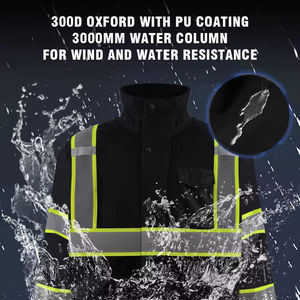 Veste de travail d'hiver robuste personnalisée pour hommes haute visibilité imperméable à l'eau Construction industrielle haute visibilité pour les vêtements de travail en plein air - Product Image 4