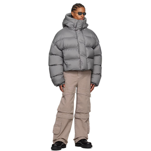 Puffy Breeze Veste matelassée courte matelassée de haute qualité Baggy Veste en duvet à capuche surdimensionnée pour hommes - Product Image 4