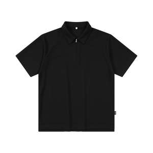 Polos polo t-shirt décontracté unisexe chemise chemises unies Golf Spandex blancs piqué tissu Jersey fermeture éclair - Product Image 2