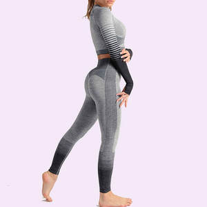 2025 ensembles de Yoga pour femmes sur mesure vêtements actifs respirants à séchage rapide avec impression de Logo ensemble de Legging à motif solide dernière arrivée - Product Image 5