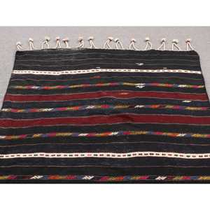 Alfombra Turca, Alfombra Vintage de 4.8x7.9 pies, Alfombra Negra de Lana del Suroeste - Product Image 4