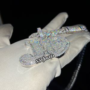 Pendentif en diamant cultivé en laboratoire VVS personnalisé collier à breloques en argent 925 avec nom collier à breloques en diamant CVD personnalisé Hip Hop Bustdown - Product Image 5