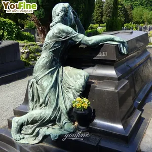 定制真人大小的金属雕塑青铜胸衣哭泣的女人墓碑雕像