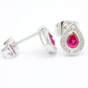 Pendientes Personalizados de Oro Blanco de 18K, 14K y 9K con Rubíes en Forma de Pera para Mujer, Clásicos para Aniversario o Compromiso - Product Image 6