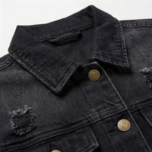 Veste en jean pour femme Fashion Monkey Wash à manches longues, déchirée et usée, coupe ample, denim ajusté, coton, élégante, couleur personnalisée - Product Image 4