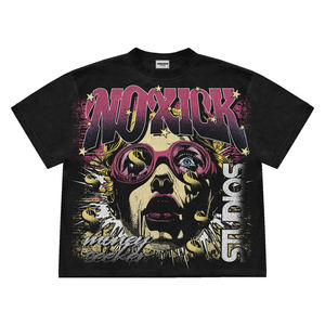 Venta al por mayor de camisetas de las mujeres de encargo de alta calidad Vintage de gran tamaño recortada lavado ácido de algodón gráfico impreso camisas de las mujeres - Product Image 5