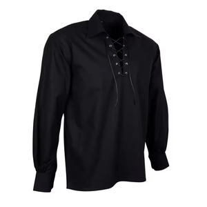 Camisa jacobita tradicional con escote con cordones en lino suave, perfecta para Recreaciones históricas auténticas - Product Image 6