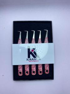 ชุดปากคีบต่อขนตาปลายเรียบกันแม่เหล็กปลายไฟเบอร์บูตสแตนเลสด้ามจับเพชรออกแบบโลโก้ได้ตามต้องการ - Product Image 6