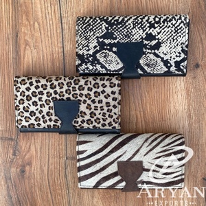 ใหม่กระเป๋าสตางค์หนังแท้พับสองทบสำหรับผู้หญิงหนังวัว100% ตะวันตกที่ใส่บัตรเครดิตหนังวัวกระเป๋าสตางค์แบบบางสำหรับผมพิมพ์ลายสัตว์ - Product Image 1