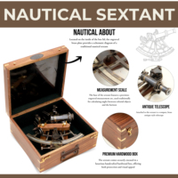 Nautical Brass Working Sextant With Two Telescope, Antique Maritime Navigational Instrument With wooden box, Navigational Sextan
