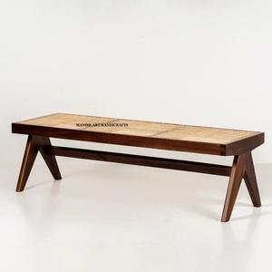 Banc en rotin en bois de luxe moderne, durable, 4 places, pour patio, parc, salle de sport, meubles d'extérieur pour centre commercial, supermarché, école, hôtel - Product Image 1
