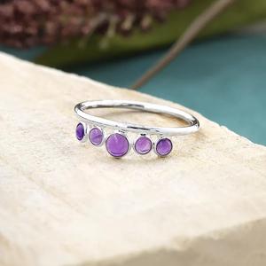 แหวนอเมทิสต์ธรรมชาติ925แหวนหินเรียบง่ายสีเงินสเตอร์ลิงเป็นของขวัญเครื่องประดับสไตล์โบฮีเมียนสำหรับผู้หญิง - Product Image 2