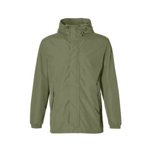 Unisex Striped Rain <b>Jacket</b> with Hood & Zipper Closure | Olive Green Field Shell | Outdoor Tactical Sport Coat - Product Image 1