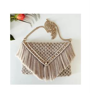Elegant Design Natural Jute Pouch <b>Bags</b> With Chain Handle Custom Size Shape High Quality Handmade Canvas Tote Women Sacks - Product Image 1