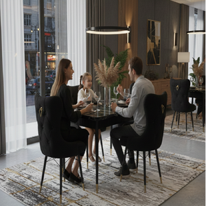 Table à manger extensible avec plateau en verre trempé, 6 chaises, design moderne, pieds en métal durables, utilisation économique à domicile ou au restaurant - Product Image 6
