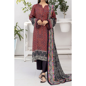Ensemble trois pièces pour femme Shalwar Kameez brodé, Kurta en coton et soie, pantalon confortable à séchage rapide, magnifique Dupatta pour fêtes et mariages - Product Image 3