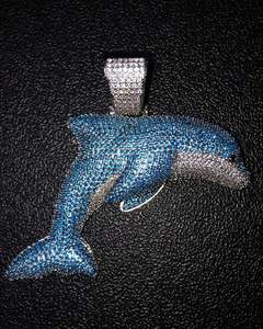 Pendentif personnalisé en argent 925 avec diamants VVS, collier religieux en moissanite glacée avec chaîne en forme de dauphin, style hip-hop, cadeau pour homme - Product Image 1