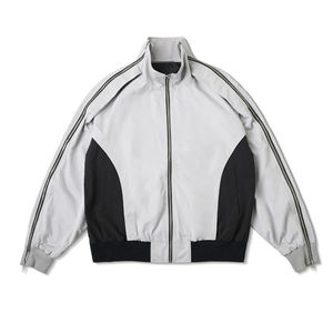 Baisheng prenda de alta calidad chaqueta con cremallera Patchwork cortavientos poliéster Casual trabajo Streetwear chaqueta de gran tamaño para hombres - Product Image 1