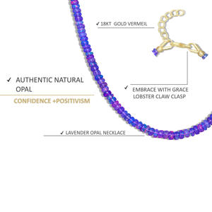 Collar de cuentas lisas de ópalo de lavanda Natural de Plata de Ley 925 para mujer, joyería de piedra natal de 18 pulgadas para boda o regalo - Product Image 4