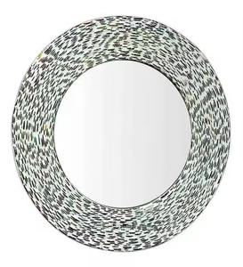 Espejo de pared de metal con diseño de hojas hecho a mano, excelente calidad para el hogar, dormitorio de hotel, artículo decorativo más vendido para uso en el baño - Product Image 5