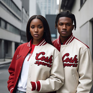 แจ็กเก็ตเบสบอลบอมเบอร์ผู้ชายหนังปักโลโก้ออกแบบได้ตามต้องการสไตล์สตรีทพร้อมโลโก้ด้านหน้า - Product Image 3