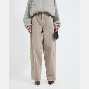 Jeans décontractés en coton pour homme, taille haute, coupe droite, tricotés, motif uni, lavage moyen, respirants, décorés de boutons, pour l'hiver, directement de l'usine - Product Image 5