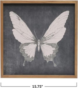 Décor à cadre en bois carré de 15.75 pouces avec papillon Art mural multicolore gris - Product Image 2