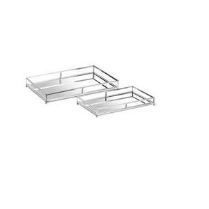 Bandeja con acabado plateado Bandeja DE SERVICIO DE METAL decorativa hecha a mano Restaurante Hotel Bandeja de metal de forma cuadrada - Product Image 2