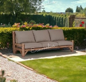 Meubles de jardin en rotin 3 places de luxe canapé en osier tissé à la main en bambou naturel pour la maison hôtels villas appartements parcs - Product Image 5