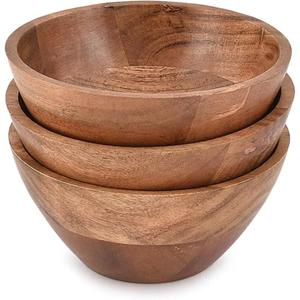 Vente chaude Bol à salade naturel réutilisable avec logo personnalisé écologique Bol à pâte en bois d'acacia de l'exportateur indien - Product Image 5