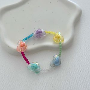 Colorful Candy Heart Stretch Bracelet Cute Bohemian Religious Jewelry Pearls Diamonds Elastic Plastic <b>Beads</b> Fashionable <b>Beaded</b> - Product Image 4