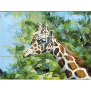 Debbie Hughbanks girafe faune Art céramique murale DHA005 carrelage dosseret peintures murales - Product Image 1