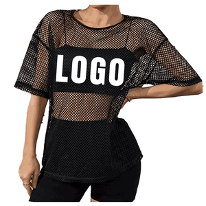Women's Plus Size <b>Crop</b> <b>Top</b> Lightweight Mesh T-Shirt Loose Fit Street Wear Quality Made Breathable Clothing - Product Image 4