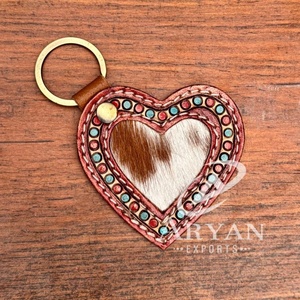 Véritable cuir de fourrure de vachette usiné à la main nouveauté porte-clés en cuir porte-clés élégant porte-clés Offre Spéciale élégant - Product Image 1