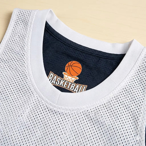 Unisex Basketball Mesh Tank <b>Top</b> White <b>Navy</b> Screen Printed Breathable Sleeveless Jersey Adult All Seasons Sport Apparel - Product Image 5