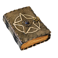 Carnet en cuir véritable fait main, style vintage, avec pentagramme, Grimoire Wiccan, livre de sorts, carnet de croquis, art gothique, sorcellerie, graduation